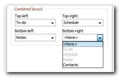 Customizing combined view in Options window
